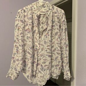 Isabel Marant White and Pink Smocked Bubble Blouse